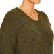 Beige V-Neck Boucle Knit Sweater Green 