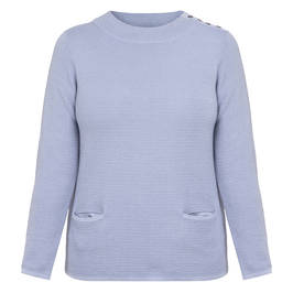 Beige Round Neck Sweater Pale Blue - Plus Size Collection