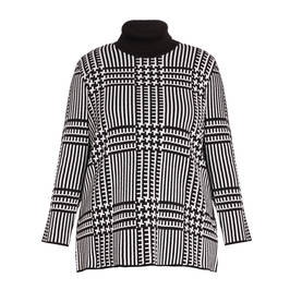BEIGE PRINCE OF WALES CHECK SWEATER - Plus Size Collection