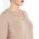 BEIGE JERSEY V-NECK TOP IN CARAMEL