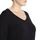 BEIGE JERSEY V-NECK TOP IN BLACK