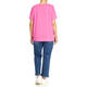 Beige V-neck T-shirt Fuchsia 