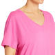 Beige V-neck T-shirt Fuchsia 