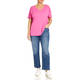 Beige V-neck T-shirt Fuchsia 