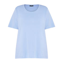 Beige 100% Cotton Round Neck T-Shirt Sky Blue - Plus Size Collection