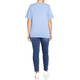 Beige 100% Cotton Round Neck T-shirt Sky Blue