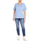 Beige 100% Cotton Round Neck T-shirt Sky Blue