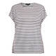 Beige Lurex Stripe T-Shirt Navy and White 