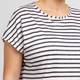 Beige Lurex Stripe T-Shirt Navy and White 