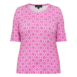 Beige Stretch Jersey Print T-Shirt Pink  - Plus Size Collection