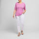 Beige Stretch Jersey Print T-Shirt Pink 