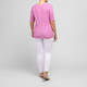 Beige Stretch Jersey Print T-Shirt Pink 