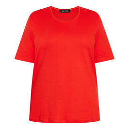 Beige Pure Cotton T-shirt Red  - Plus Size Collection