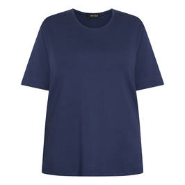 Beige Pure Cotton T-shirt Navy - Plus Size Collection