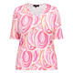 Beige Stretch Jersey Swirl Print T-Shirt Pink 