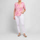 Beige Stretch Jersey Swirl Print T-Shirt Pink 