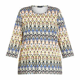 Beige Printed Jersey T-shirt 3/4 Sleeve Multi-colour - Plus Size Collection