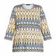 Beige Printed Jersey T-shirt 3/4 Sleeve Multi-colour