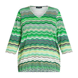 Beige Printed Jersey T-shirt 3/4 Sleeve Mint Green  - Plus Size Collection