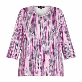 Beige Printed Jersey T-Shirt 3/4 Sleeve Pink - Plus Size Collection