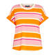 Beige Stripe Jersey T-Shirt Orange and Pink