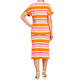 Beige Stripe Jersey T-Shirt Orange and Pink