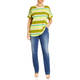Beige Stripe Jersey T-Shirt Lime and Khaki