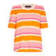 Beige Stretch Jersey Striped T-Shirt Pink