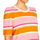 Beige Stretch Jersey Striped T-Shirt Pink