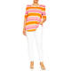 Beige Stretch Jersey Striped T-Shirt Pink