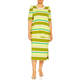 Beige Stretch Jersey Striped Skirt Lime