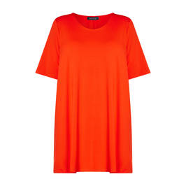 Beige Long A-Line Jersey T-Shirt Tomato - Plus Size Collection