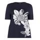 BEIGE label navy embellished flower print  T-SHIRT