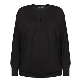 BEIGE STRETCH JERSEY TOP BLACK - Plus Size Collection
