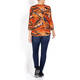 BEIGE LABEL JERSEY TOP PAINTERLY PRINT PUMPKIN