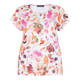 BEIGE ORANGE FLORAL SCOOP NECK TOP