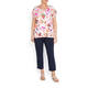 BEIGE ORANGE FLORAL SCOOP NECK TOP