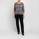 Beige Round Neck Jersey Top Print Black 