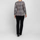 Beige Round Neck Jersey Top Print Black 