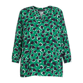Beige Jersey Abstract Print Top Green - Plus Size Collection