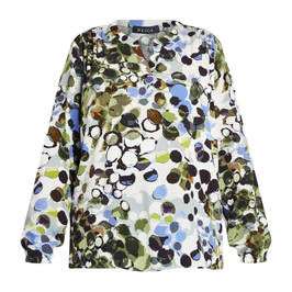 Beige Tunic Spot Print Blue and Green - Plus Size Collection