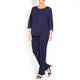 BEIGE LABEL NAVY CRYSTAL PLEATED JERSEY PULL ON TROUSERS 