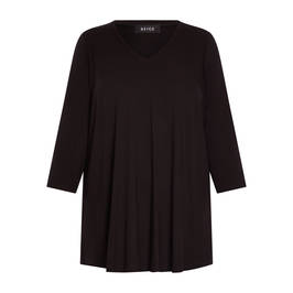 Beige Jersey V-Neck Tunic Black - Plus Size Collection