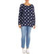 BEIGE STRETCH JERSEY TOP SPOT PRINT INDIGO 