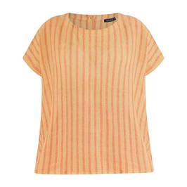 Beige Flax Linen Stripe Top Sand  - Plus Size Collection