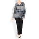 BEIGE LABEL HOUNDSTOOTH AND CHECK PRINT TOP