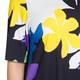 BEIGE LABEL V NECK ABSTRACT PRINT TOP