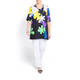 BEIGE LABEL V NECK ABSTRACT PRINT TOP
