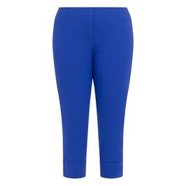 Beige Pull On Cropped Trousers Cobalt - Plus Size Collection