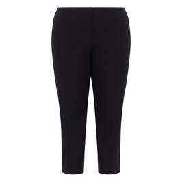 Beige Pull On Cropped Trousers Black - Plus Size Collection